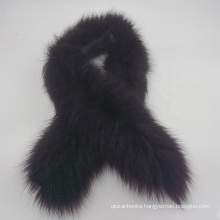 Genuine Black Fox Fur Collar For Jacket Hood Detachable Fox Fur Collar Trimming